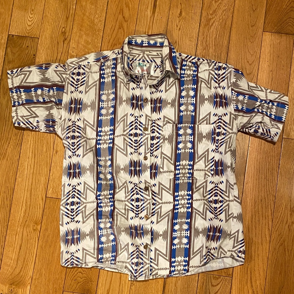 Vintage Short Sleeve Navajo Western Button Up Small